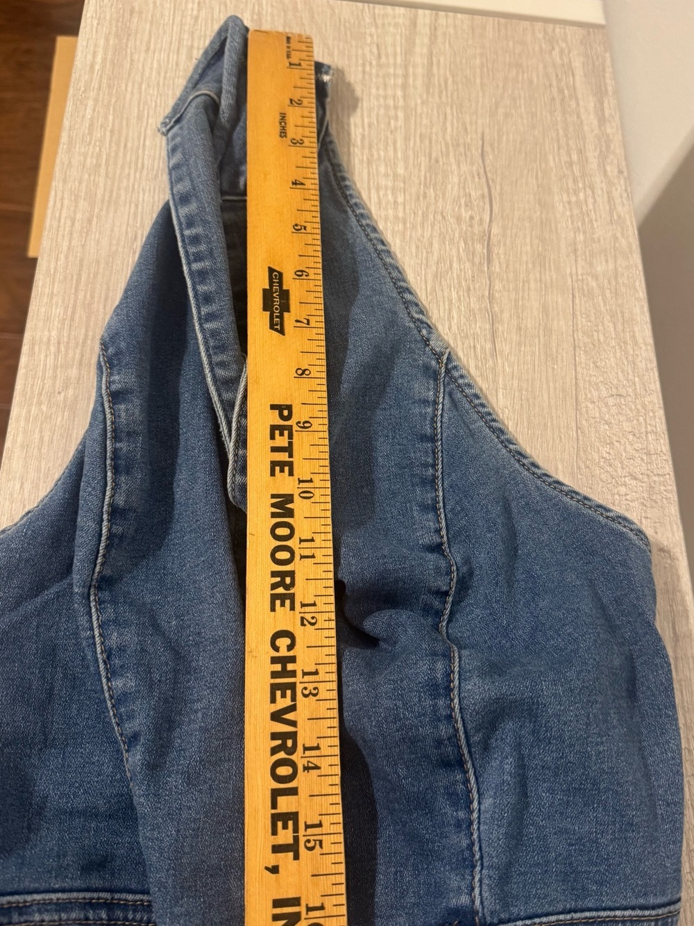 We The Free Sweet Thing Denim Flare Jumpsuit Halter Boho Festival Med *Read* - Picture 15 of 16